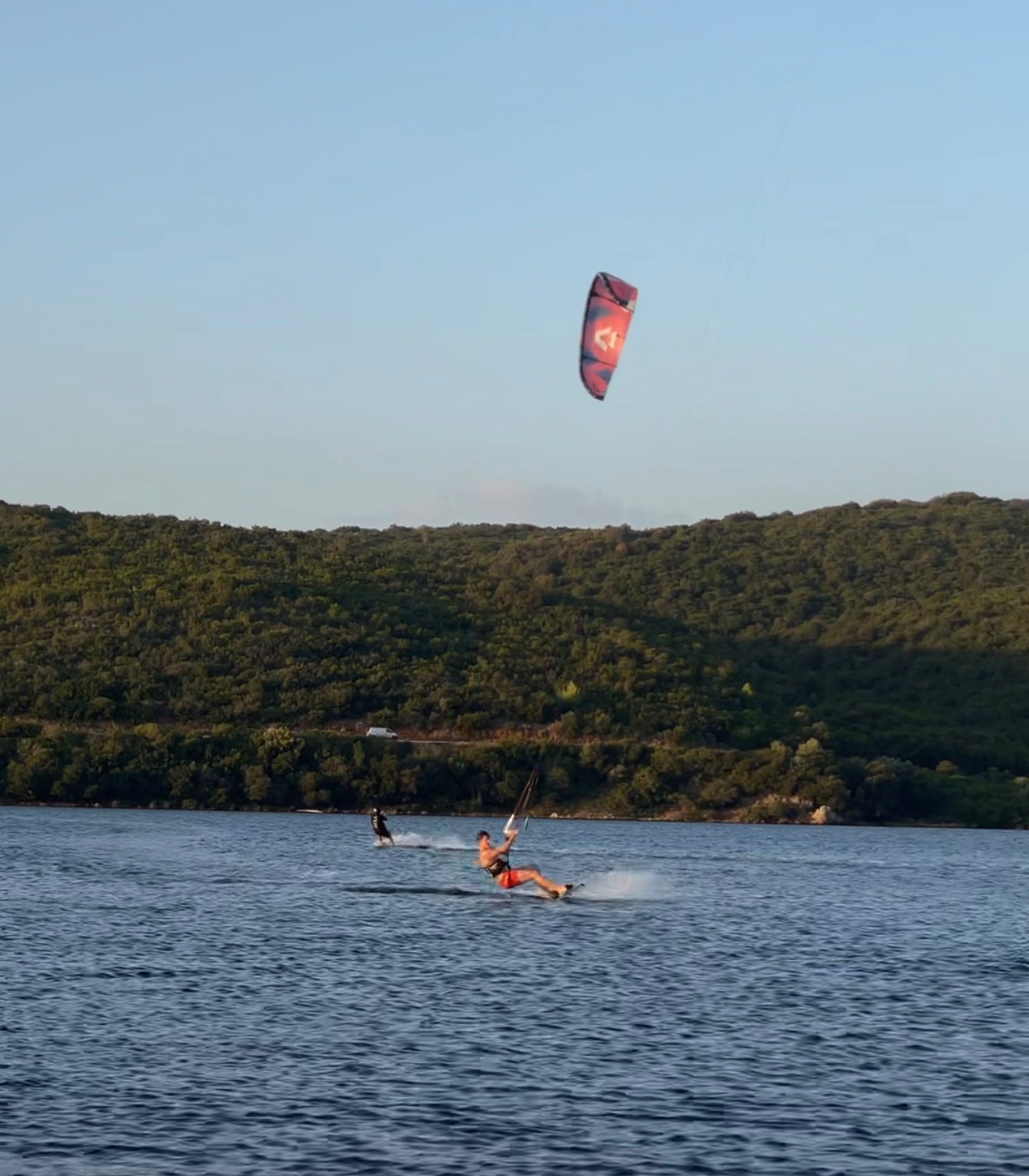 Learning kitesurfing at a flat-water spot